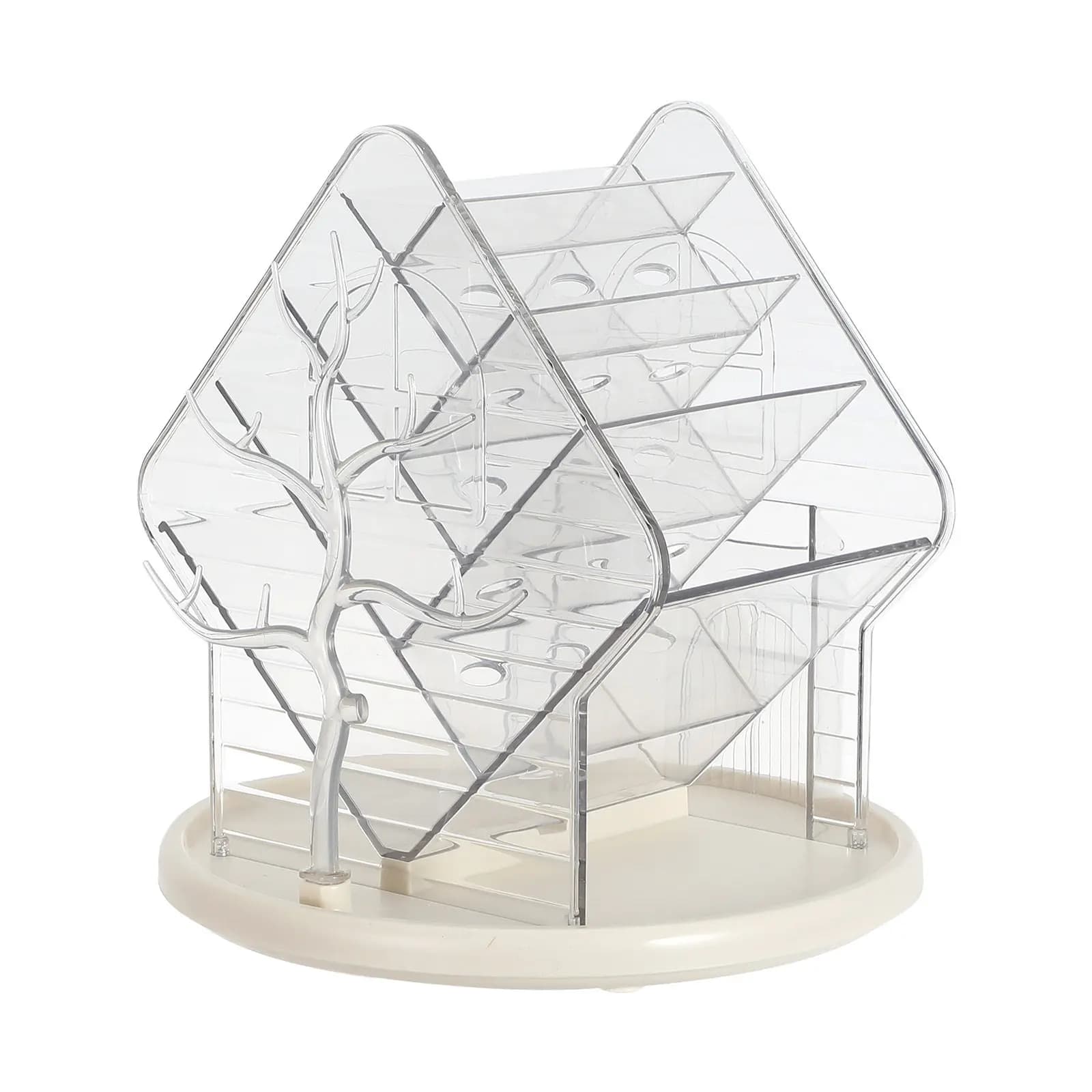 Clear Rotating Makeup Organizer Transparent Display Case Countertop Vanity Shelf Perfume Skincare Brush Holder Bathroom