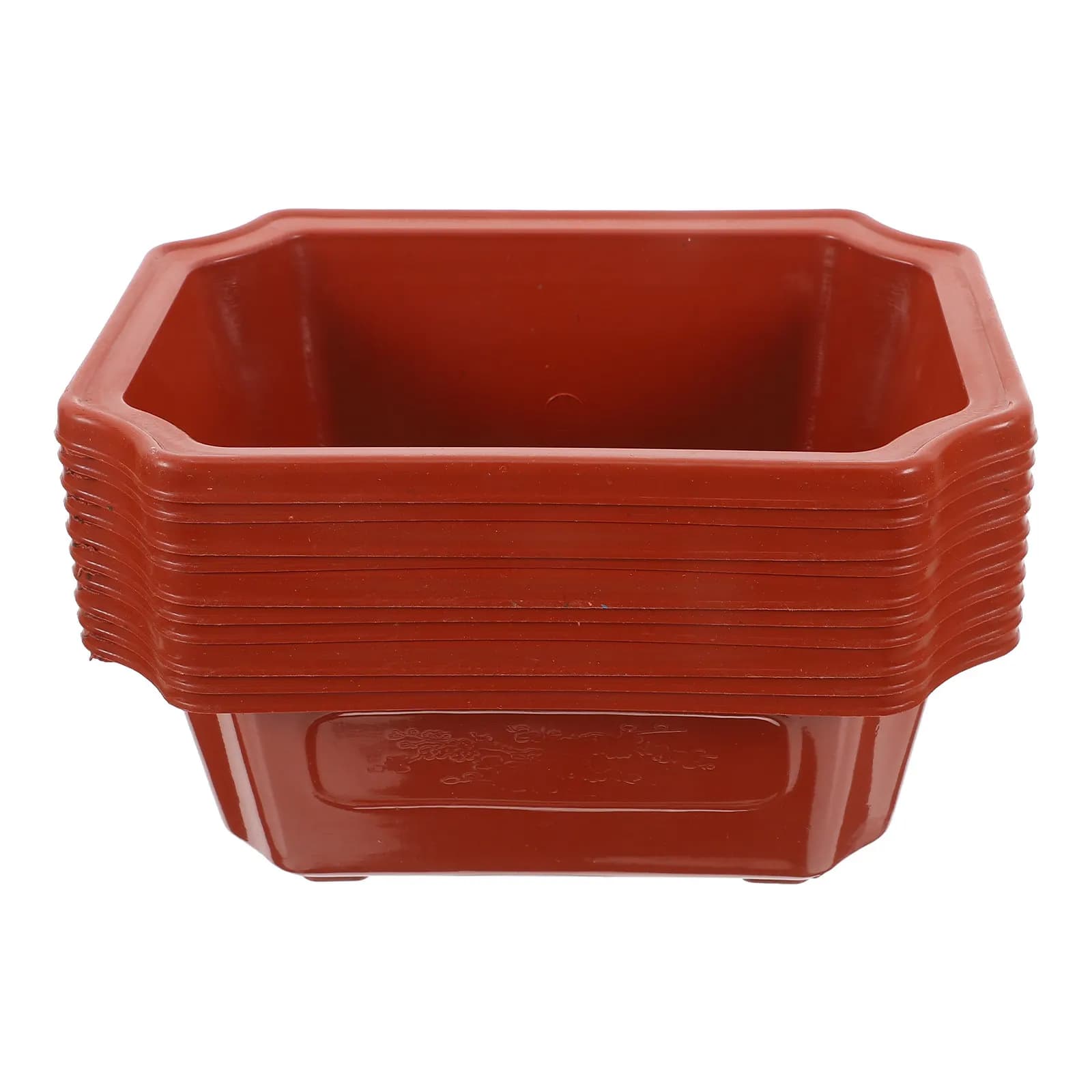 10Pcs Bonsai Pots Vintage Style Plastic Bonsai Flowerpots Classical Rectangular Planting Containers Indoor Outdoor Gardening
