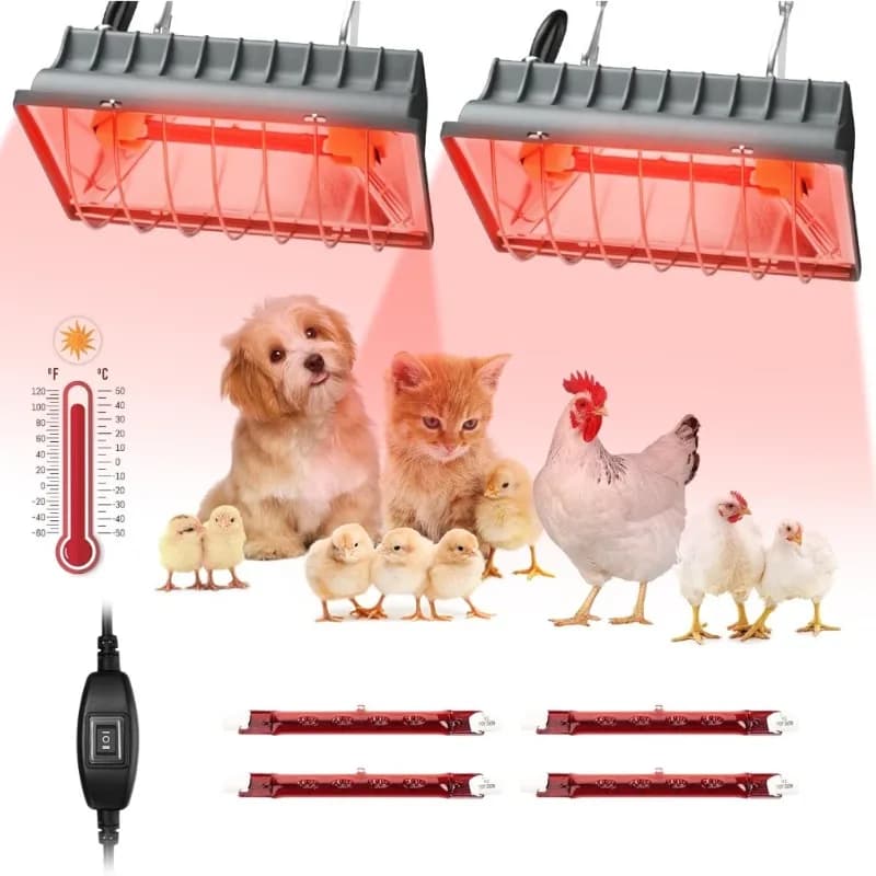 Lampada Riscaldante Regolabile 250W per Pollaio, Cuccia per Cani, Letto per Gatti, Incubatrice per Rettili, Riscaldamento per Animali Domestici