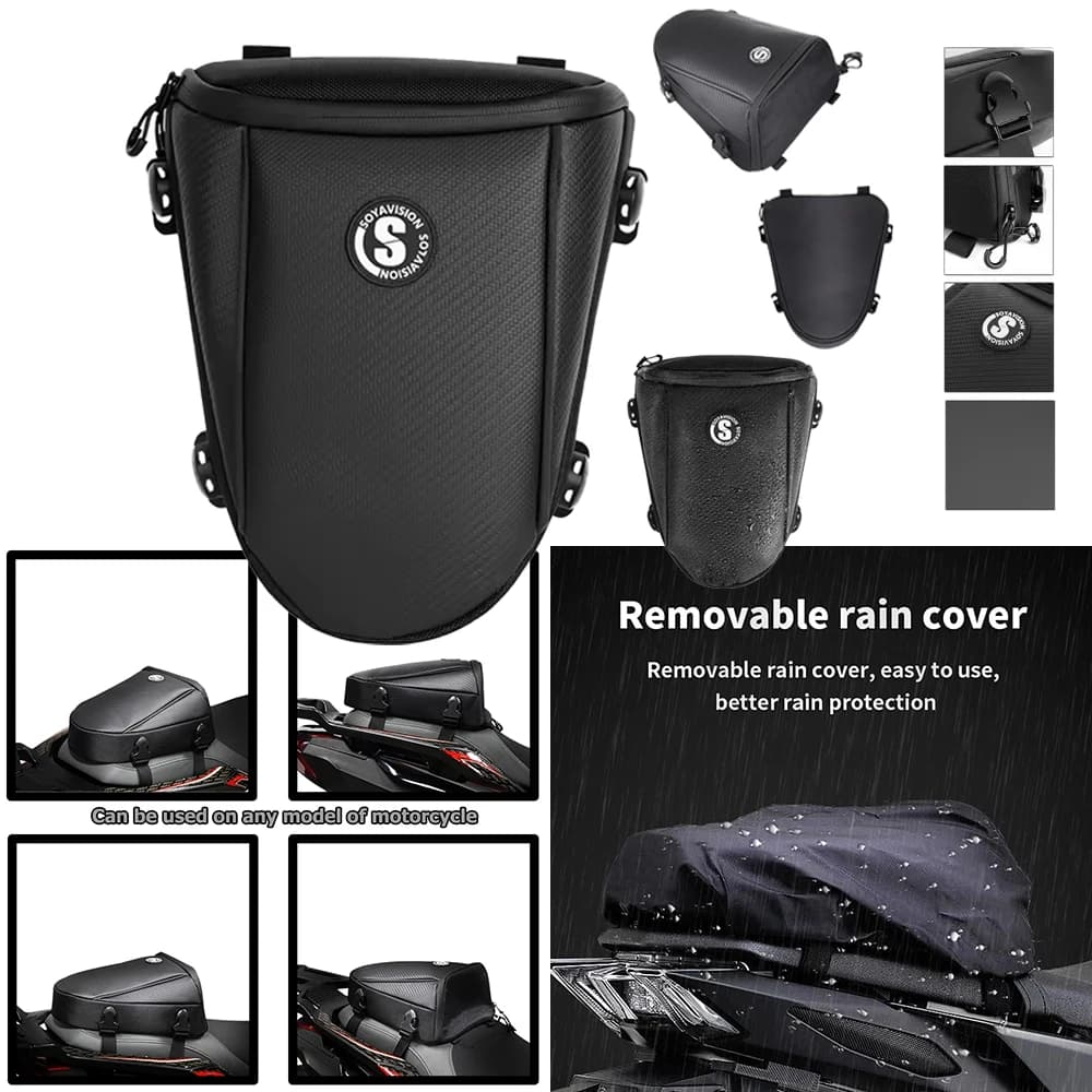 Motorcycle Saddlebags Tail Bag Waterproof Luggage Storage Shoulder Bag Backpack Large Capacity Adjustable Straps for Most Bikes