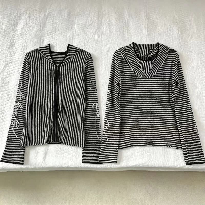 Felpa con Cappuccio Gotica a Righe Stile Harajuku Hip Hop Y2K con Zip, Top Grunge Unico, Felpa con Cerniera Punk, Moda High Street, Abbigliamento EMO Chic