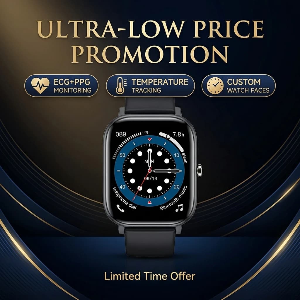New Smartwatch Man with Cardiaca Frequency Monitoring, Body Temperature, Waterproof IP68, Sports Fitness Tracker for Android and iOS