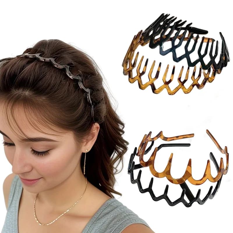 Trendy PC Headband for Women Girls Anti Fall Amber Brown Black Long Teeth Hoop Broken Hair Bands Accessories Korean Headwear
