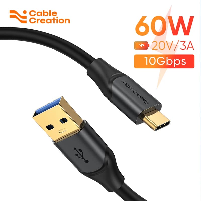 CableCreation Cavo USB A a C USB 3.2 Gen2 10Gbps, ricarica rapida PD 60W, cavo dati ad alta velocità, compatibile con iPhone 16, Samsung S24, iPad, MacBook