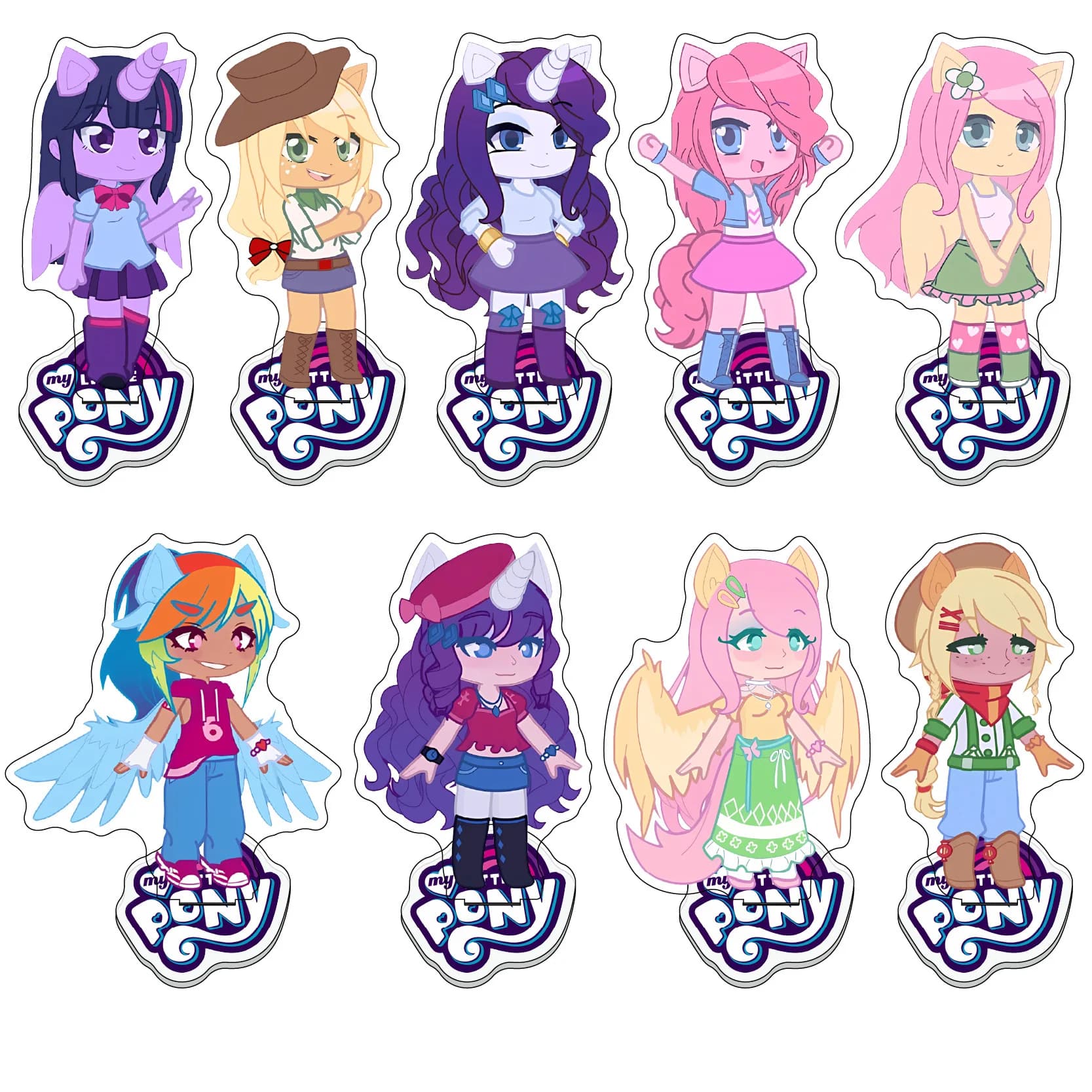 Cute Pony Fantasy Acrylic Stand Magic Fashion Lady Character Home Tabletop Decoration Keychain Lovely Backpack Charm Colorful