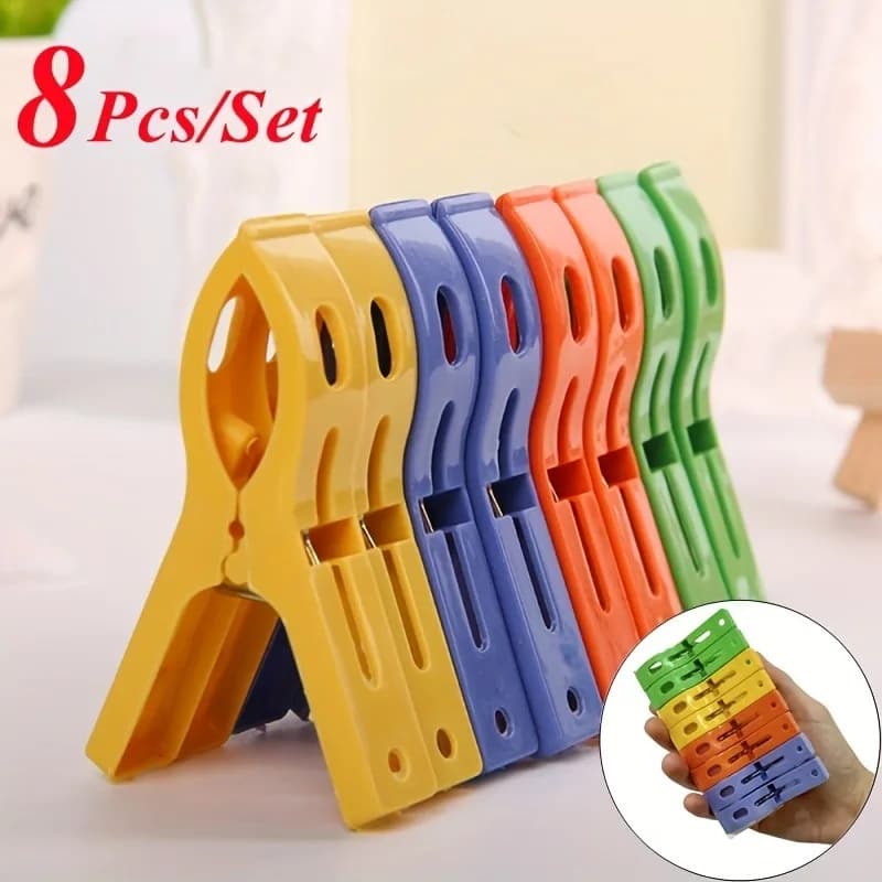 8 pz/set forcine per vestiti in plastica di grandi dimensioni, clip per appendiabiti antivento, spille per asciugamani da spiaggia, morsetto a molla, molletta