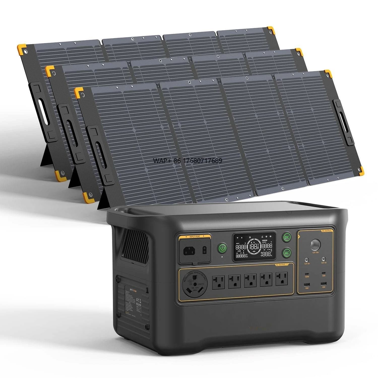 US Stock 3.6kW 3072Wh LiFePO4 Generatore solare portatile Set 600W Pannello 120V Spina americana Telecomando Ricarica wireless MPPT
