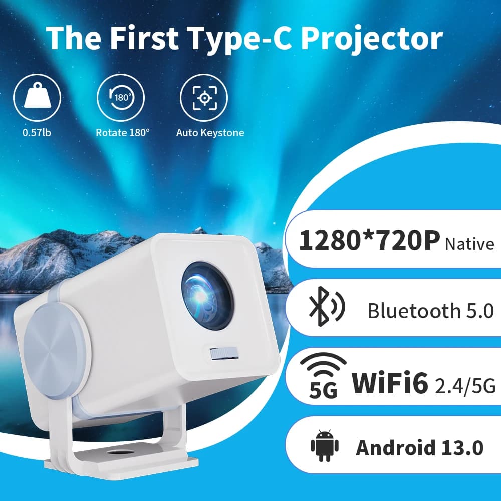 DESS Android 13 Dual Band Wifi6 BT5 Portable Power Bank Projector Home Android Cinema Smart Projector