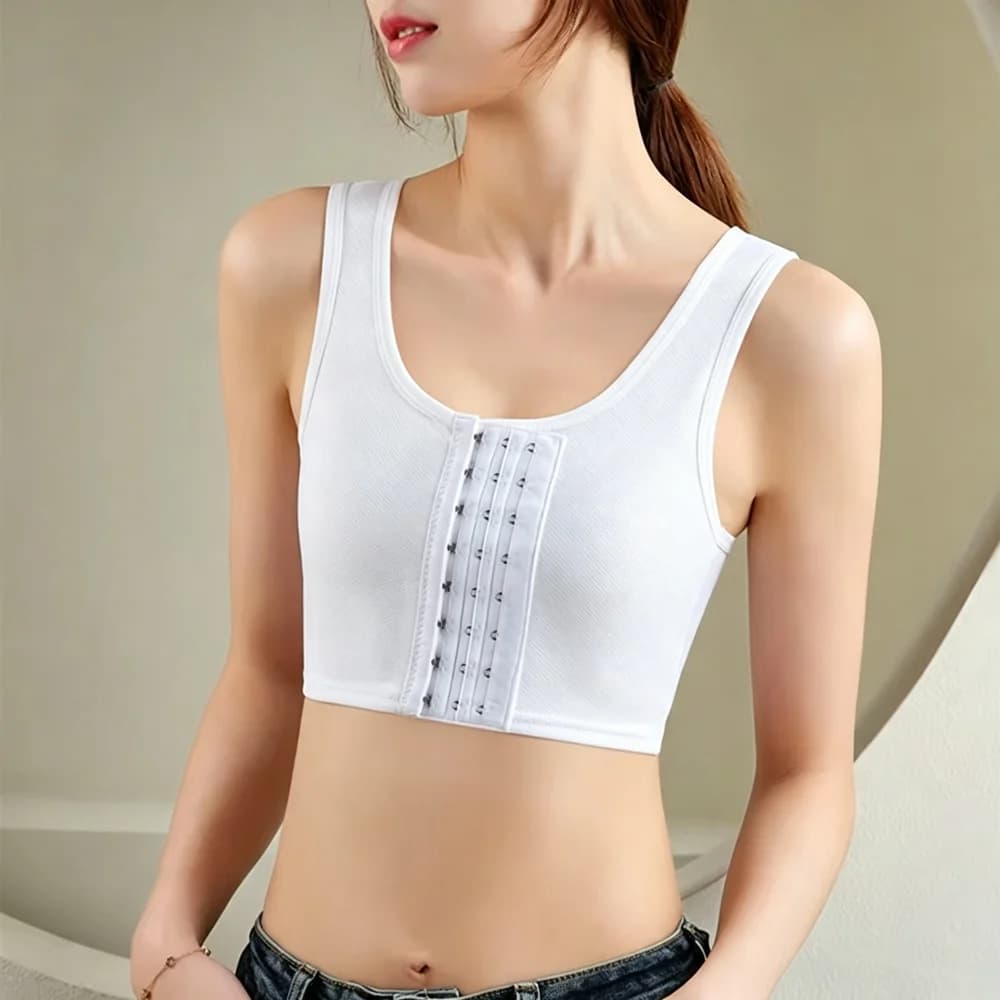 Plus Size COS Breast Binder Front Buckle Corset Tank Top Chest Binder Sports Vest Athletic Bra Flat Shapers Chest Girl Underwear
