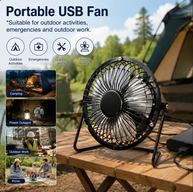 Mini Fan USB Fan Lightweight Rotatable USB Powered Emergencies And Outdoor Work High Quality Desktop for Office Home & Travel
