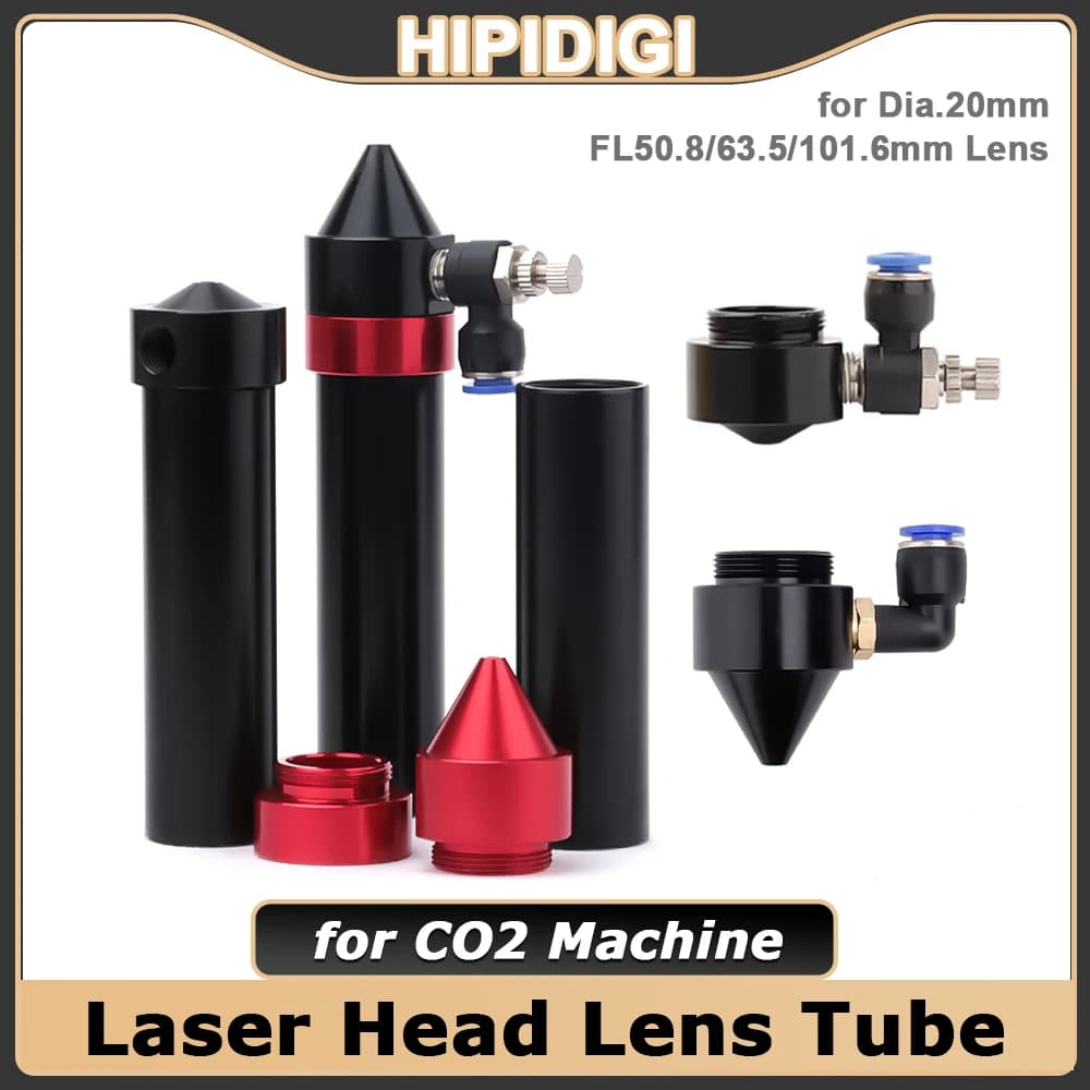 Lente per testa laser CO2 Diametro esterno del tubo 25 mm Ugello aria per dia.20 FL 38,1/50,8/63,5/101,6 mm Lente CO2 Testa macchina per taglio laser