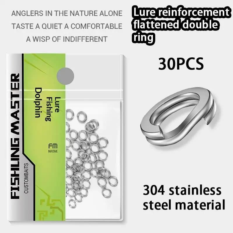 High Strength Flat Stainless Steel Lure Connector Improved Triple Hook Steel Ring for Outdoor Fishing Tools