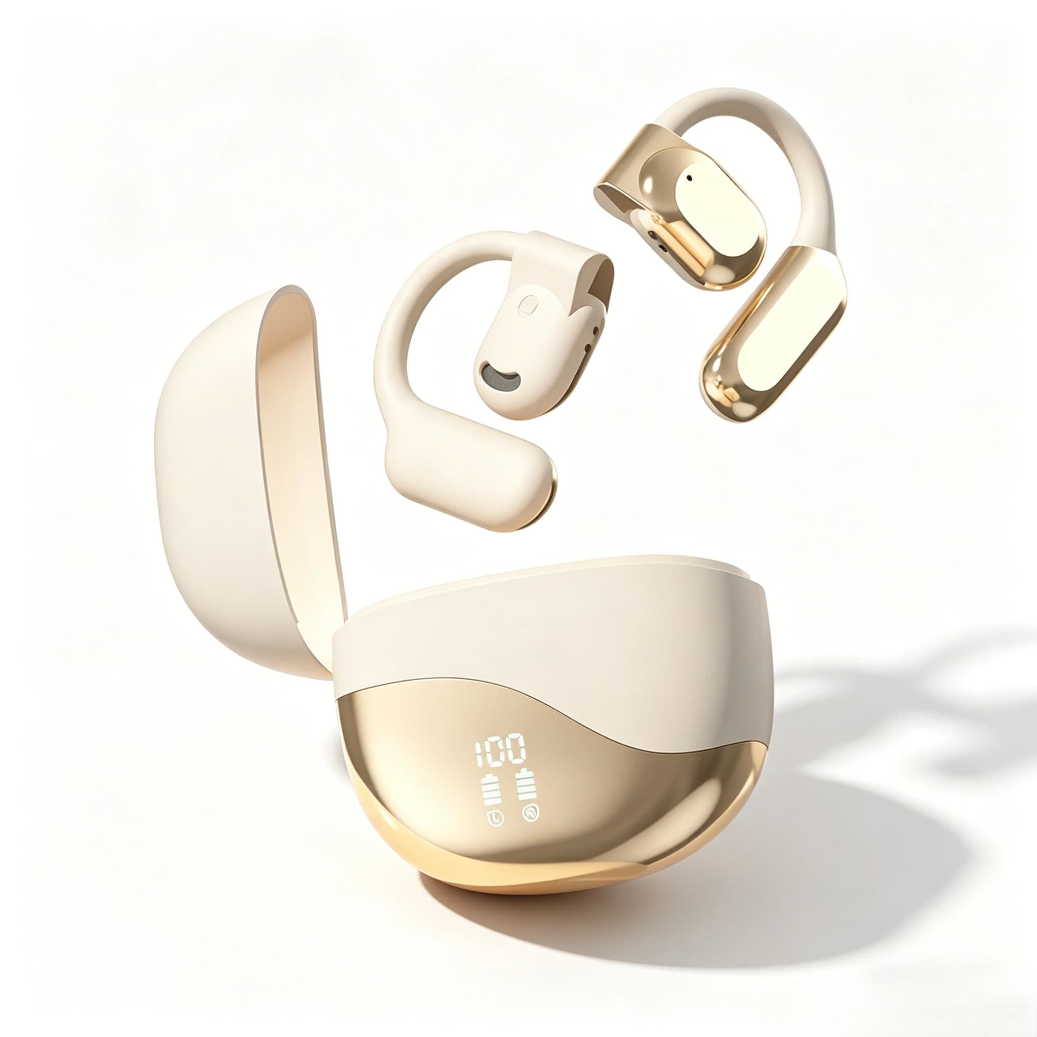Cuffie Bluetooth Wireless Open-Ear con Cancellazione del Rumore, Auricolari Sportivi Impermeabili con Gancio per Orecchio per Palestra, Corsa e Allenamento Quotidiano
