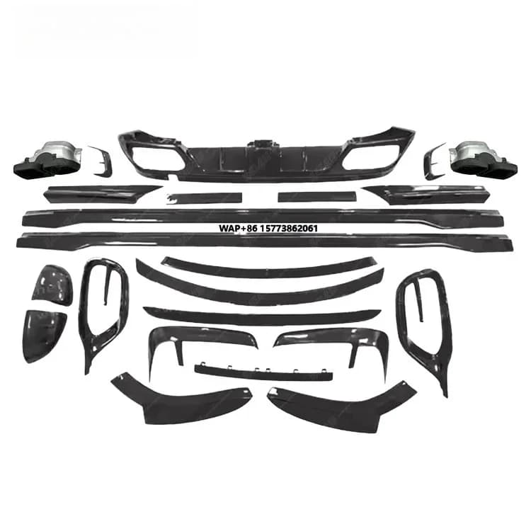 Carrozzeria Kit for W223 MBH, Upgrade M Style, Carbon Fiber: Front Lip, Diffuser, Side Miniskirts, Cover Mirrors