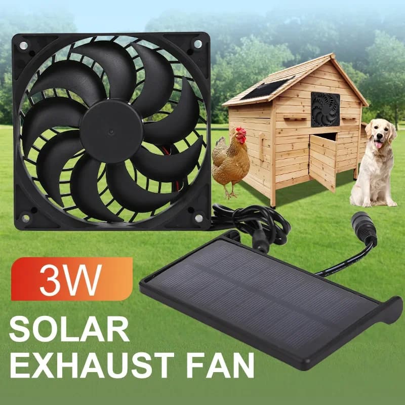 Ventilatore di scarico solare Mini ventilatore 5V Pannello solare Ventilatore alimentato Cane Henhouse RV Ventilatore per serra 3W 2800r/min