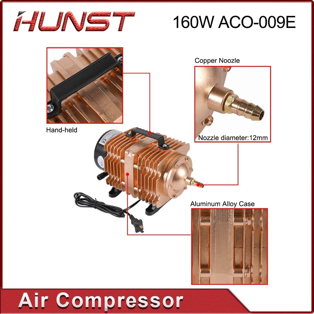 Hunst 160W Air Compressor Solenoid Air Pump ACO-009E, CO2 Laser Engraving Cutting Machine Accessories
