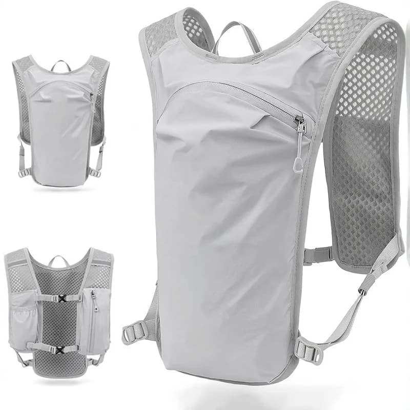 Gilet da corsa leggero per uomo e donna, zaino traspirante in rete con sistema di idratazione per trail running, maratona ed escursionismo