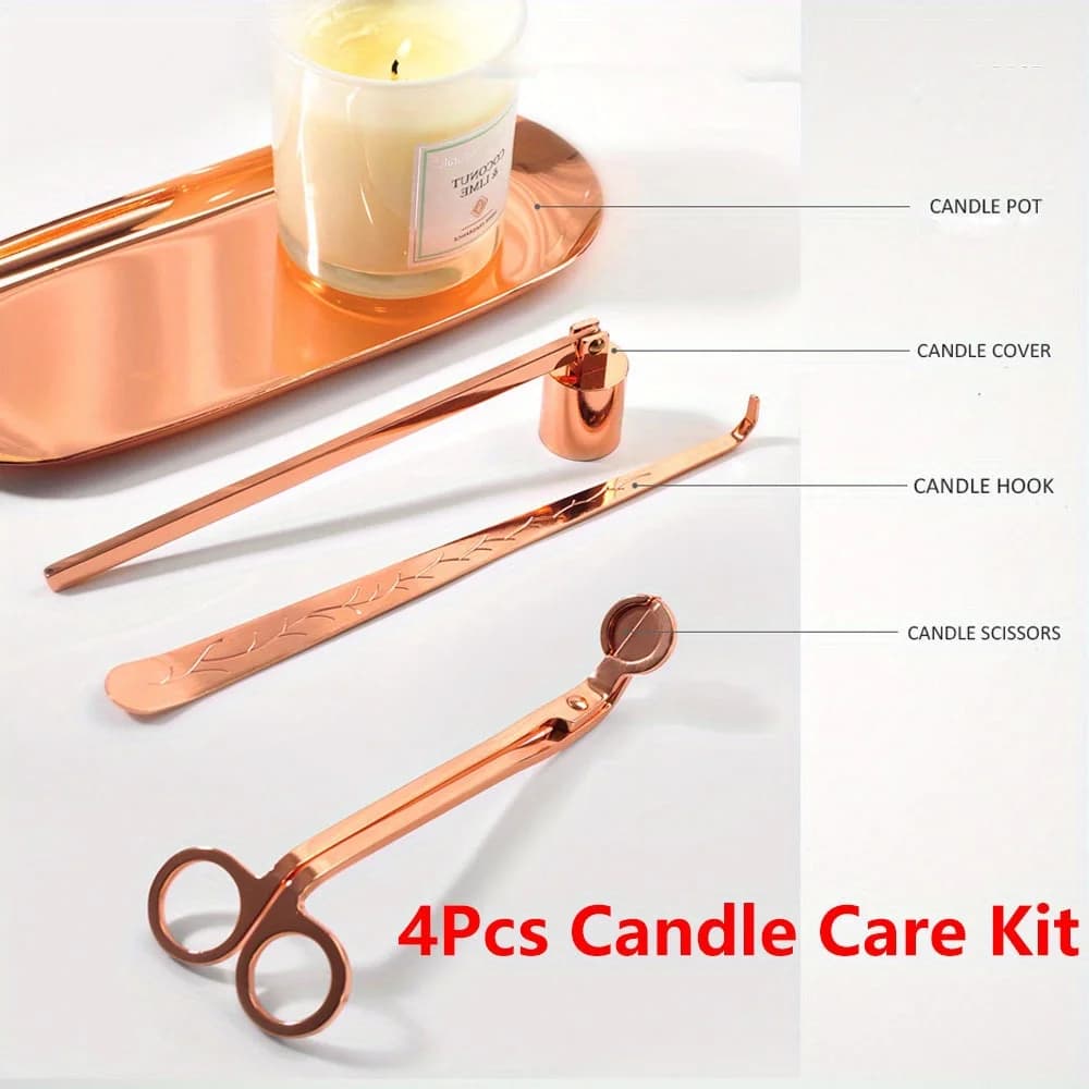 4 pcs/set Stainless Steel Luxury Candle Care Kit Stoppino Trimmer Forbici Estintore Hooks FAI Candle Tool Candle Accessories Set