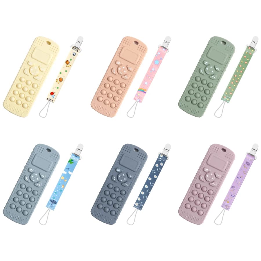 Madre bambini giocattoli per la dentizione in Silicone per uso alimentare TV telecomando forma massaggiagengive Kid Gum Care BPA articoli per bambini gratuiti spedizione gratuita