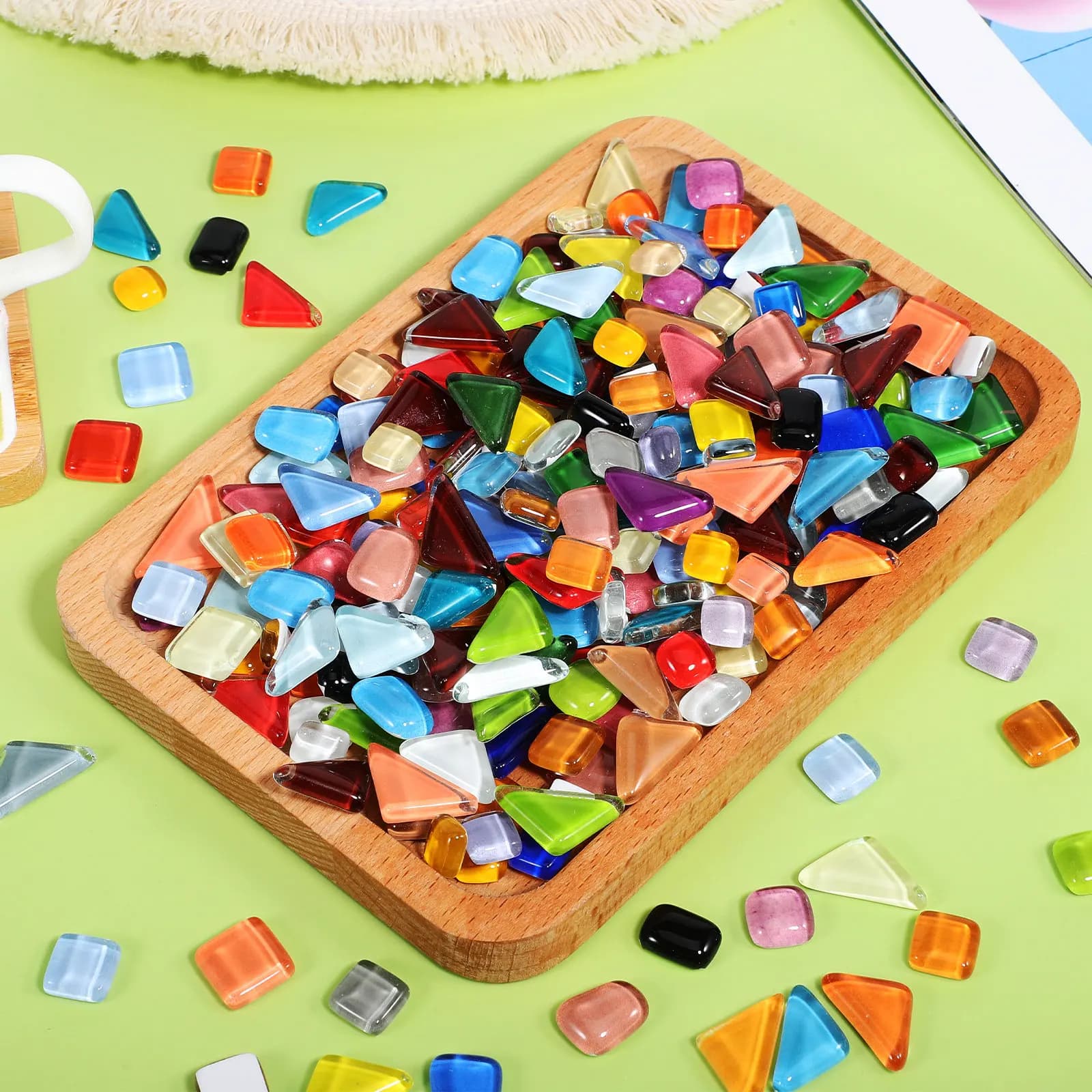 3Pack Crystal Stone Mosaic Tiles Loose Grain DIY Craft Pieces Stained Glass Kit Tiles for Crafts Bulk Picture Frame DIY Crystal