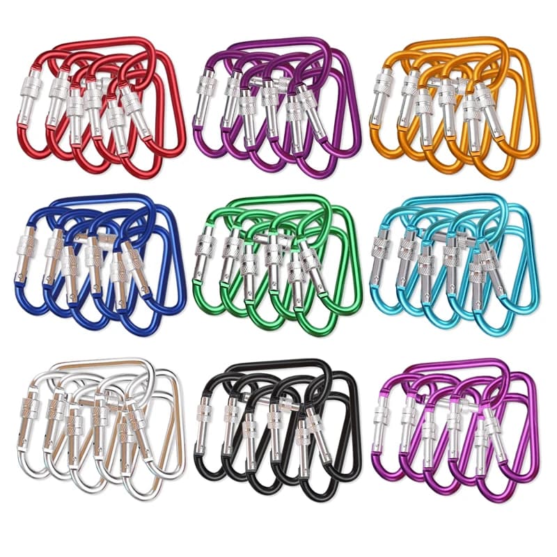3 pezzi/6 pezzi 4 dimensioni moschettone in lega di alluminio D-Ring portachiavi clip portachiavi da campeggio moschettoni kit da viaggio all'aperto
