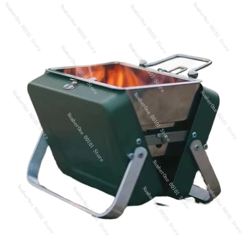 Stufa a Legna Portatile Pieghevole per Esterni, Mini Barbecue a Carbone Compatto, Griglia da Viaggio per Campeggio, Braciere Piccolo, Griglia per Barbecue da Casa e Patio