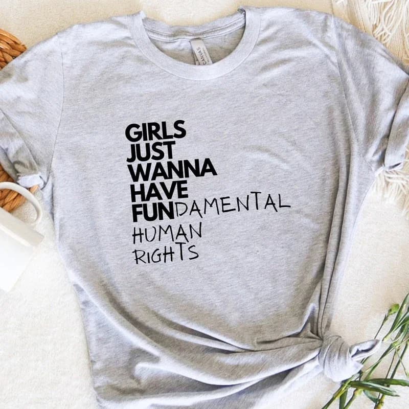 Questo le ragazze vogliono solo i diritti umani di base. T-shirt femminista estiva a maniche corte da donna, T-shirt casual stile anni '90, Top Y2K