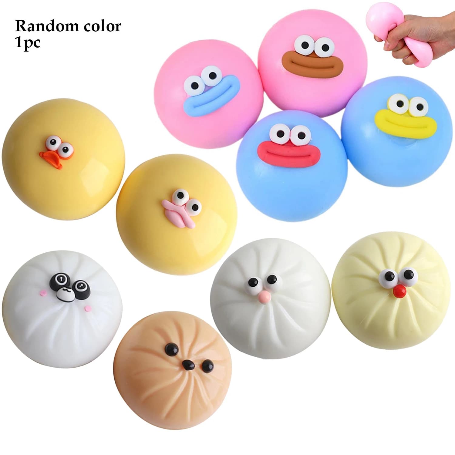 Simpatiche Palline Antistress a Forma di Raviolo, Squishies Sensoriali a Forma di Panino al Vapore, Giocattoli Antistress per Bambini, Adolescenti e Adulti, Decorazione per la Casa, Gadget per Feste