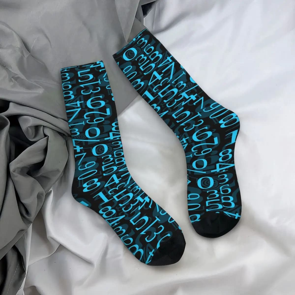 Funny long socks with digital numerical pattern for all seasons, fun socks for men and women, Valentine's Day gifts