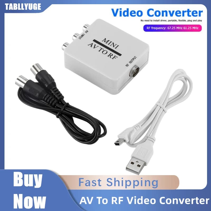 Adattatore Mini AV a RF RCA Convertitore AV a RF Convertitore scaler AV/CVSB L/R video composito AV per proiettore HDTV per PC