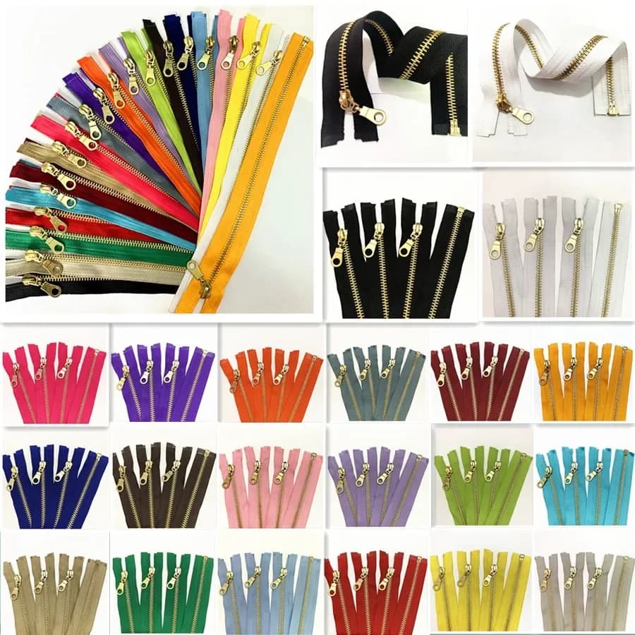Set di 2 Pezzi 5 # (30-60cm) in ottone Metallo Separato Coda Aperta Chiusure Lampo In con Ciambella Chiusure Lampo Tira Chiusure Lampo per il Cucito