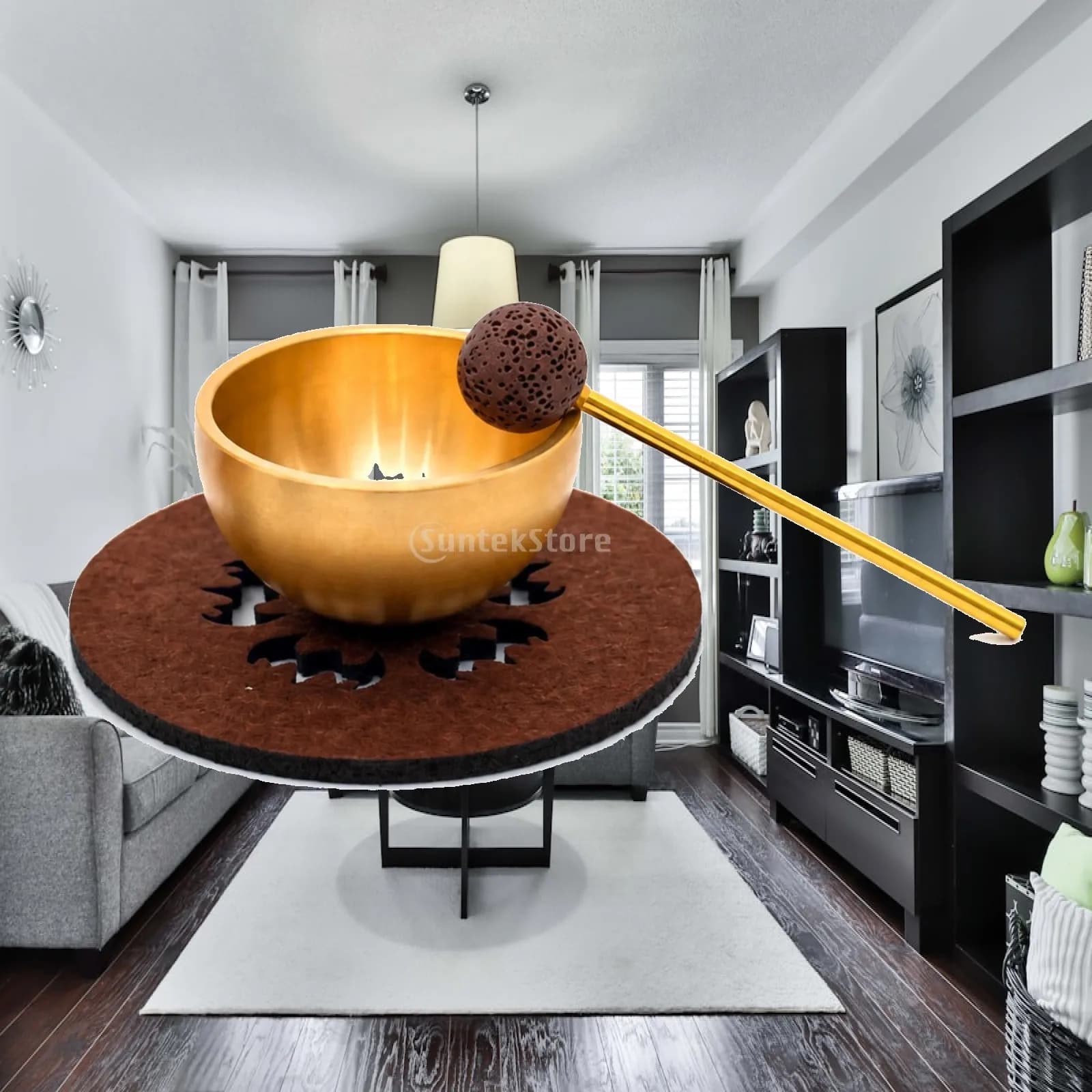 Brass Singing Bowl Resonant Singing Bowl with Striker Instrument Travel-Friendly Calming for Practitioners, Relaxation