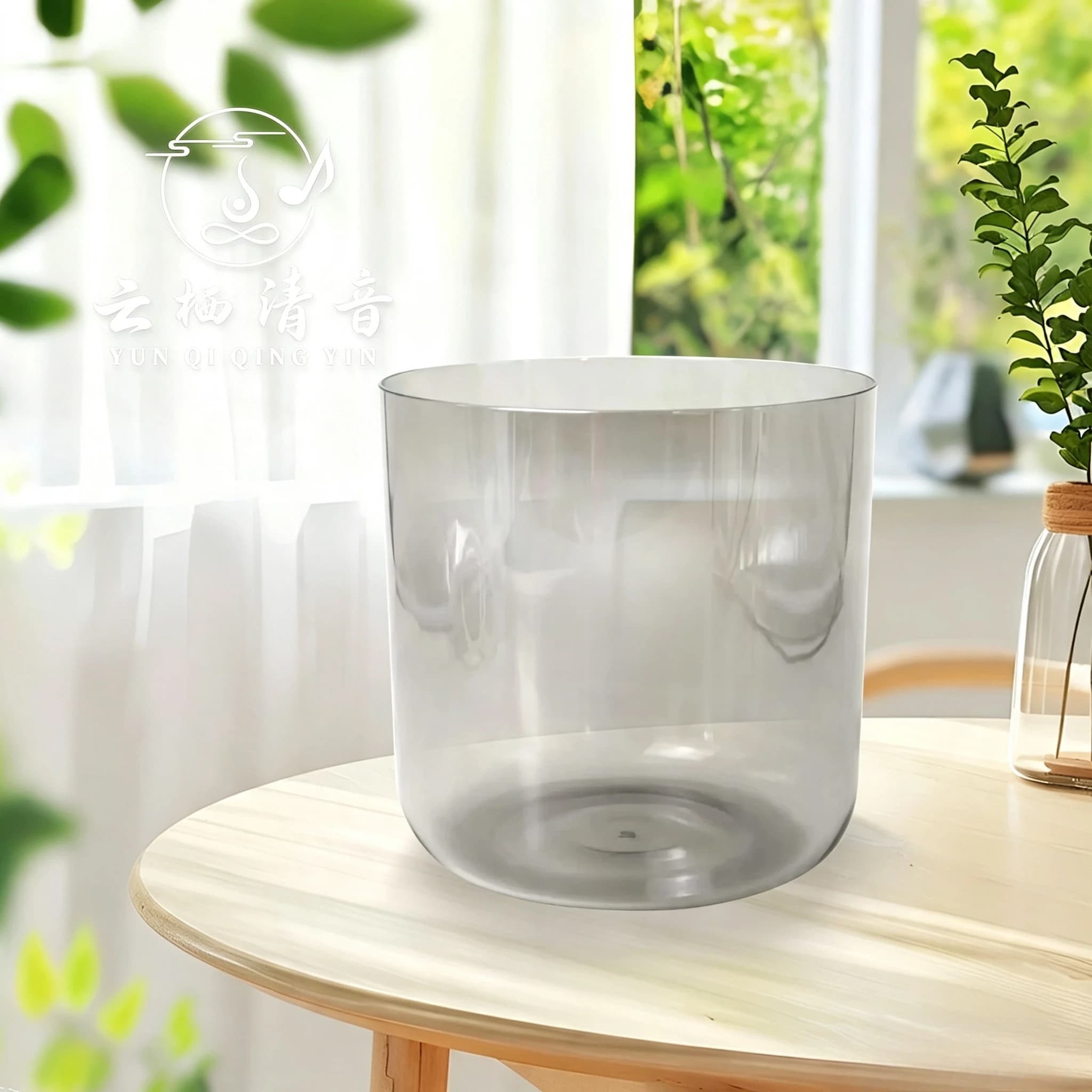 YUN QI QING YIN 6 Inch Black Clear Quartz Crystal Singing Bowl With Free Mallet Yoga Meditation Sound Therapy Healing Bowl