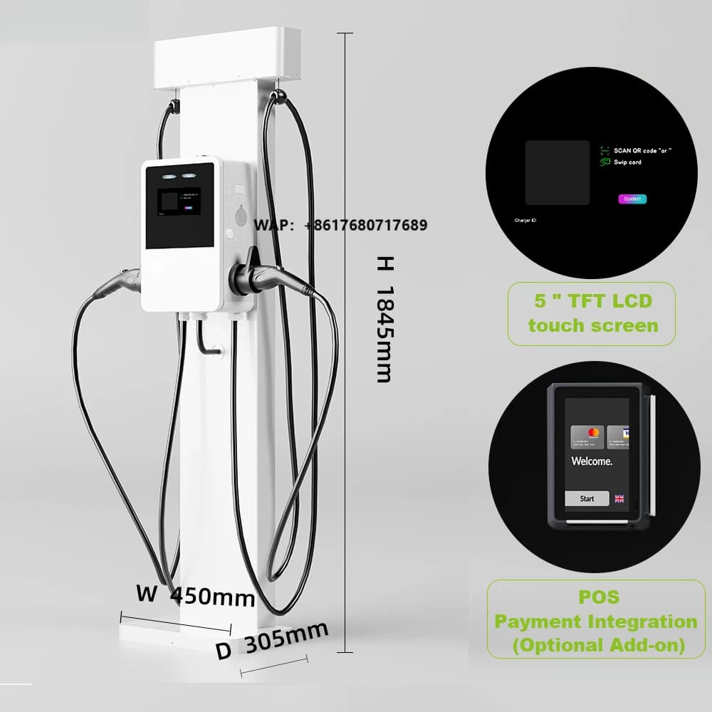Caricatore EV Domestico AC da 22kW GB/T con Piedistallo in Lamiera, Gestione Cavi Integrata, RFID, Plug and Play, Ricarica Intelligente