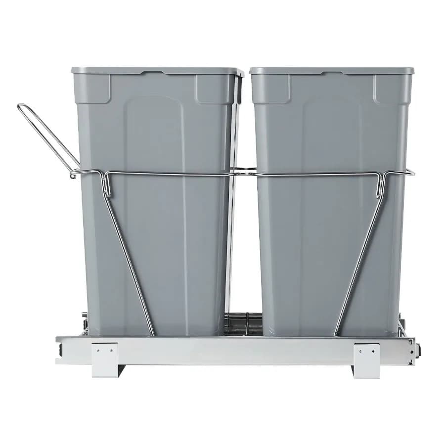 Contenitori estraibili per rifiuti da cucina 35 QT x2, doppi contenitori sottolavello per immondizia e riciclo per un efficiente stoccaggio dei rifiuti sotto il piano di lavoro