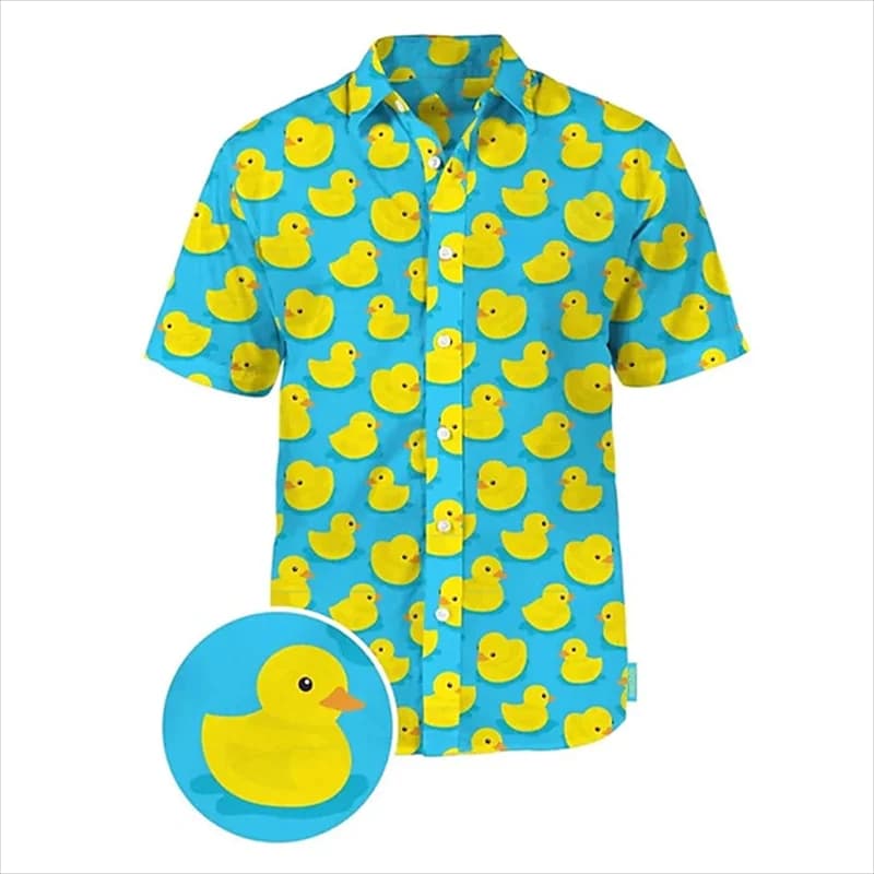 New Duck 3d Print camicie uomo moda camicia hawaiana manica corta camicie da spiaggia Casual ragazzi camicetta monopetto abbigliamento uomo