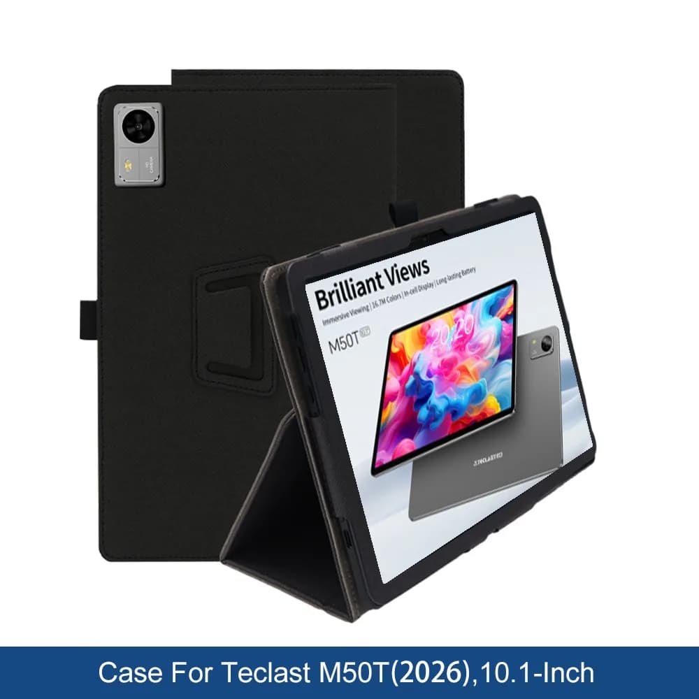 Case For Teclast M50T(2026)10.1" Case Ultra Slim PU Leather Folding Stand Cover with Pencil Holder, Wrist Strap Full Protection