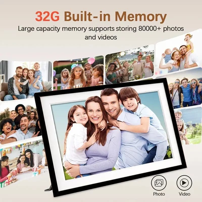 Cornice Digitale WiFi Frameo 10.1/15.6 Pollici, Schermo Touch IPS 1920*1080 HD, Cornice Fotografica Intelligente 32GB, Regalo di Natale