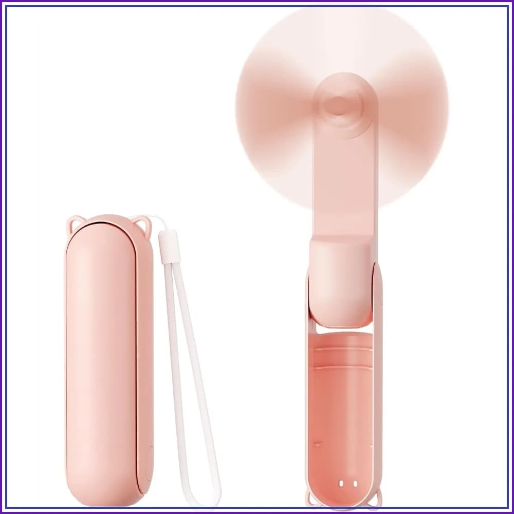 Portable Fan with Power Bank, Mini Handheld Fan, USB Rechargeable, Foldable with LED Light, Travel Essential, Summer Gift