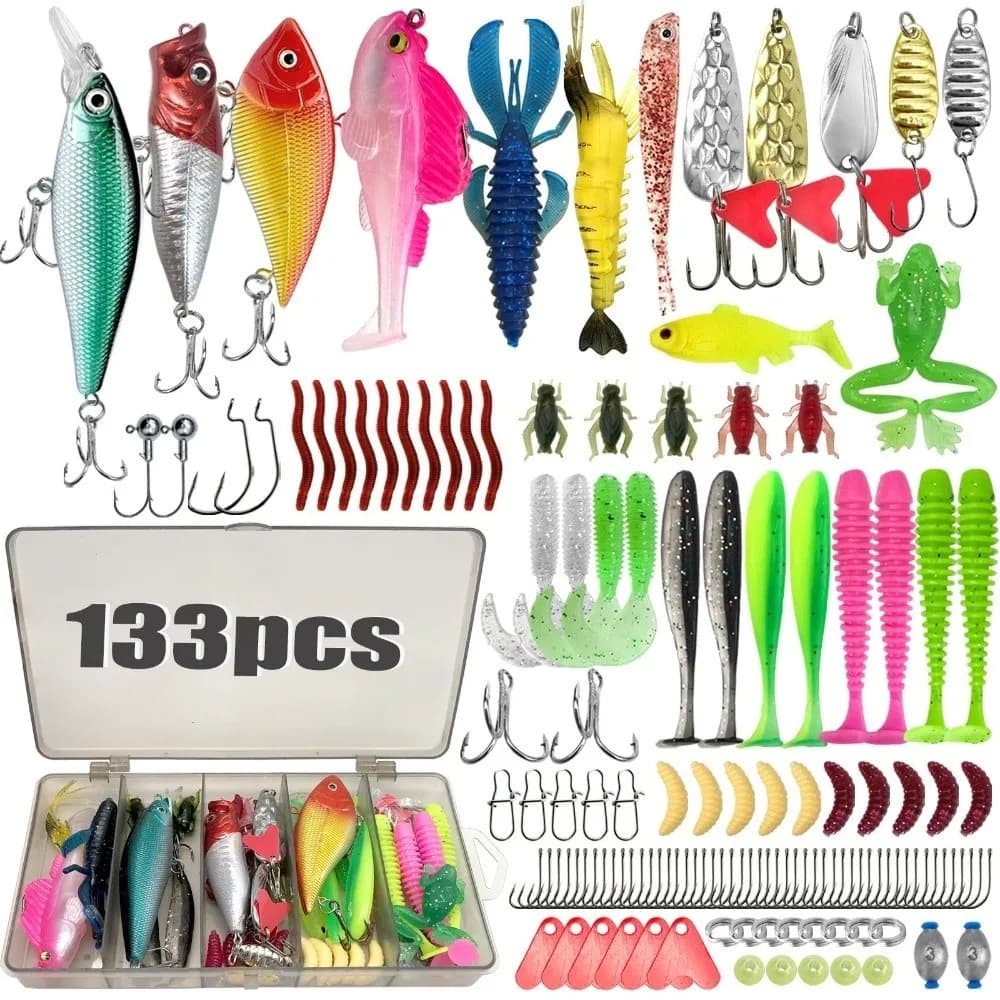 Multi-Lure Fishing Lure Kit Layered Mixed Artificial Bait Pro Gear Multi Style Layered Tackle Box Freshwater Fishing
