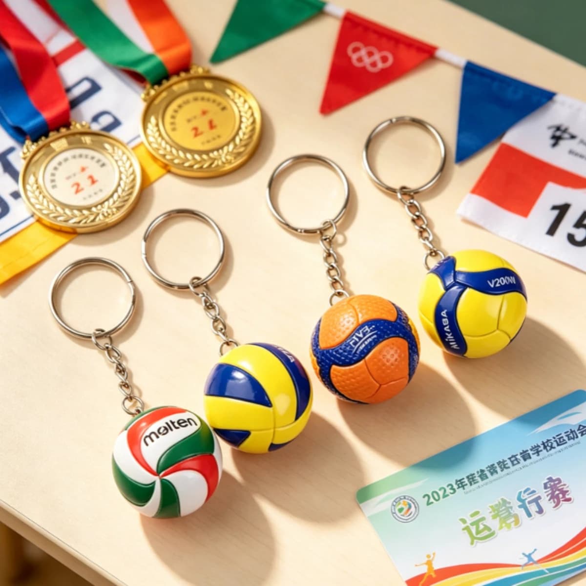 Mini Simulation Volleyball Keychain 3D PU Volleyball Pendant Sport Bag Charm Volleyball Club Souvenir Gift For Players Students