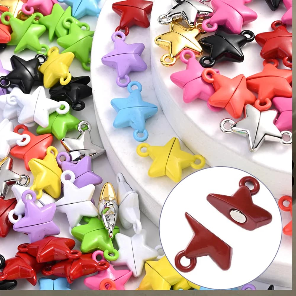 5pairs 15X22mm Colorful Five Point Star Magnetic Clasp Buckle for DIY Couple Magnetic Buckle for Jewelry Bracelet Accessories