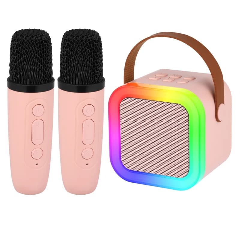 Macchina per Karaoke Ricaricabile con Altoparlante, 2 Microfoni Wireless, Luci RGB Atmosferiche e Modificatore di Voce, Regalo per Bambini e Adulti