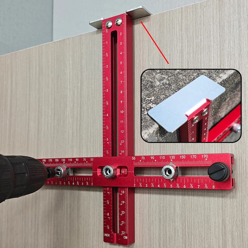 Jig per tasselli Hardware dell'armadio, per manopole, maniglie e tiranti guida per trapano con localizzatore di punzoni autocentranti per l'installazione dell'armadio del cassetto