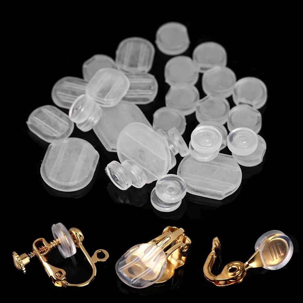 50 Pieces 4 Size Ball Bearings for Earrings Comfort Silicone Earrings Transparent Clips DIY on Earrings