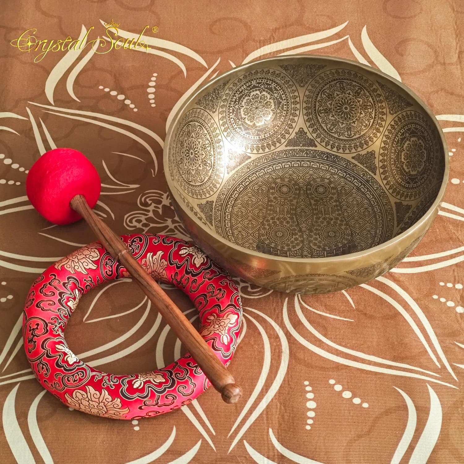 Crystal Soul 40cm Feet Carved Healing Singing Bowl Handmade Feet Carved Singing Bowl Standing Bowls