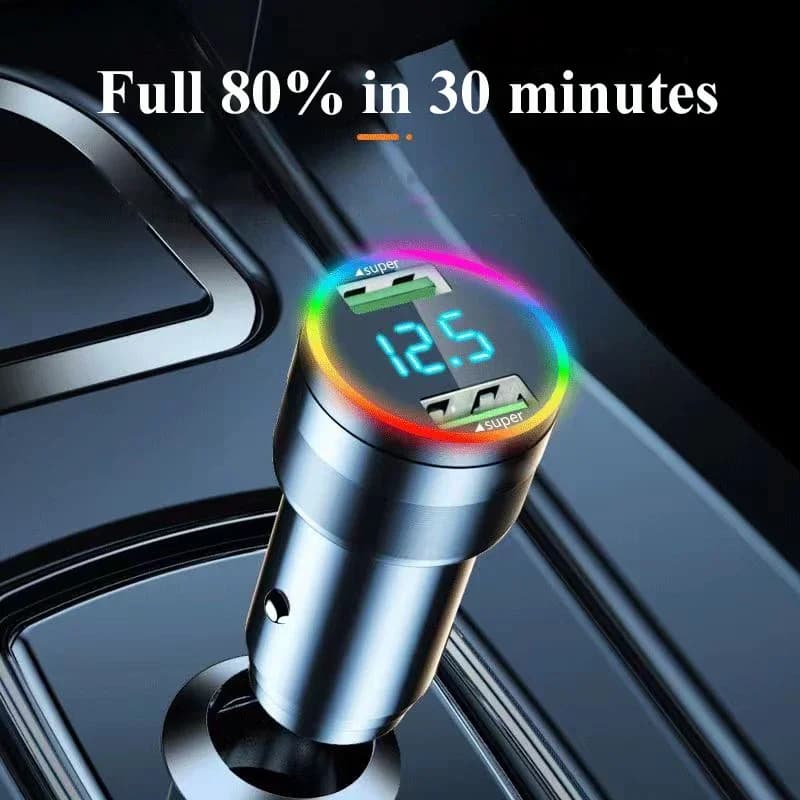 UYUXIO Adattatore per caricabatteria da auto USB a ricarica super veloce 2 in 1 con display di tensione per iPhone 16 15 Pro Max 14 iPad Samsung Oneplus