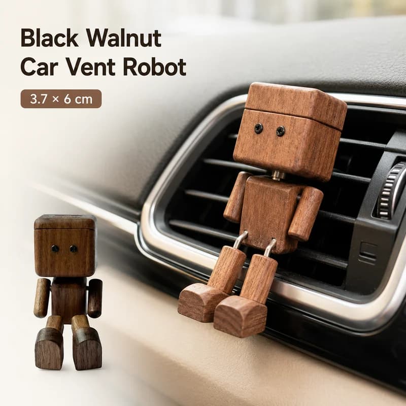 Wooden Car Air Vent Freshener Creative Shaking Leg Robot Aroma Diffuser Decor Ornament For Vehicle Interior