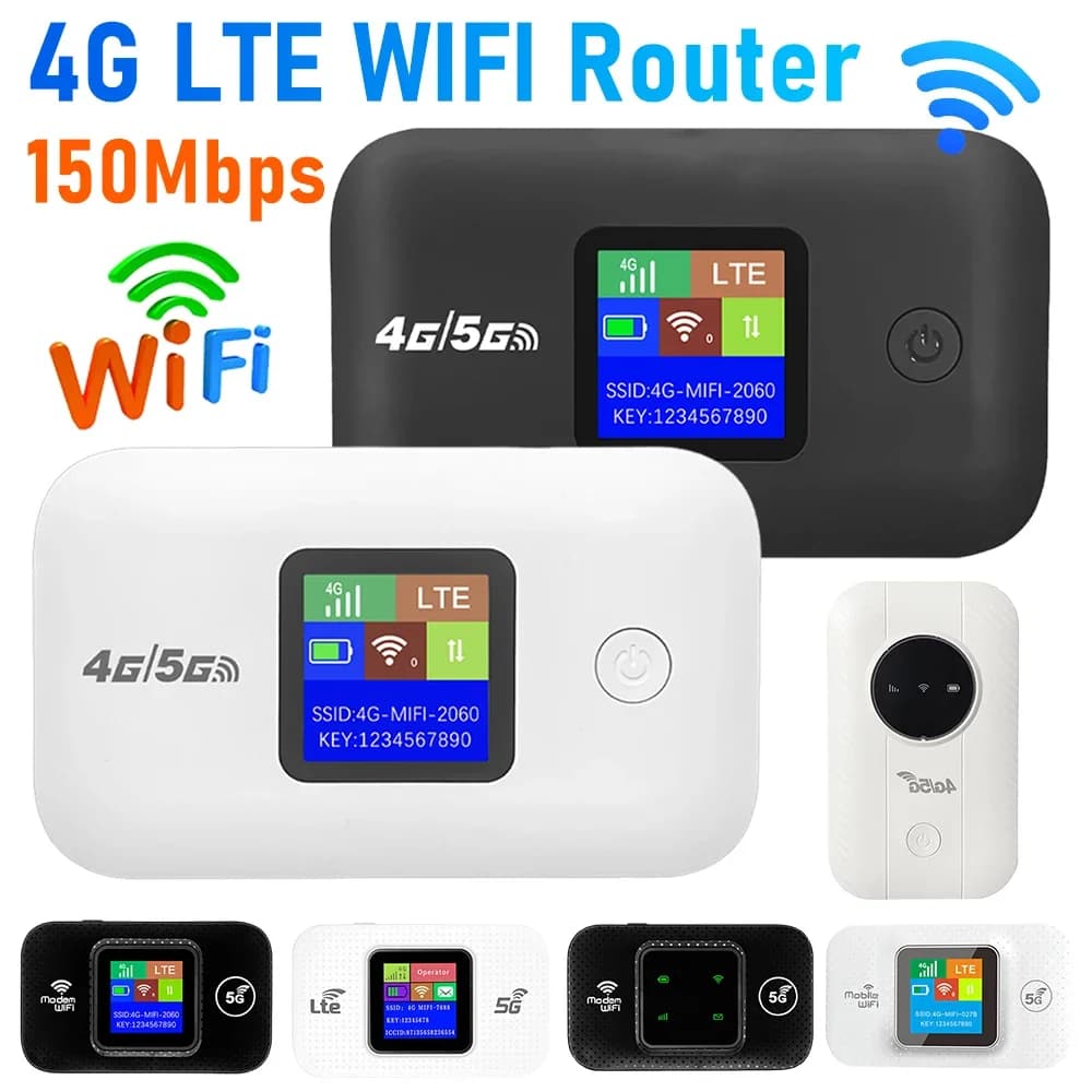 Router 4G LTE Wireless WiFi Portatile, Modem Mini Hotspot Mobile da Esterno, 150Mbps con Slot per Scheda SIM, 3000mAh, Ripetitore Router