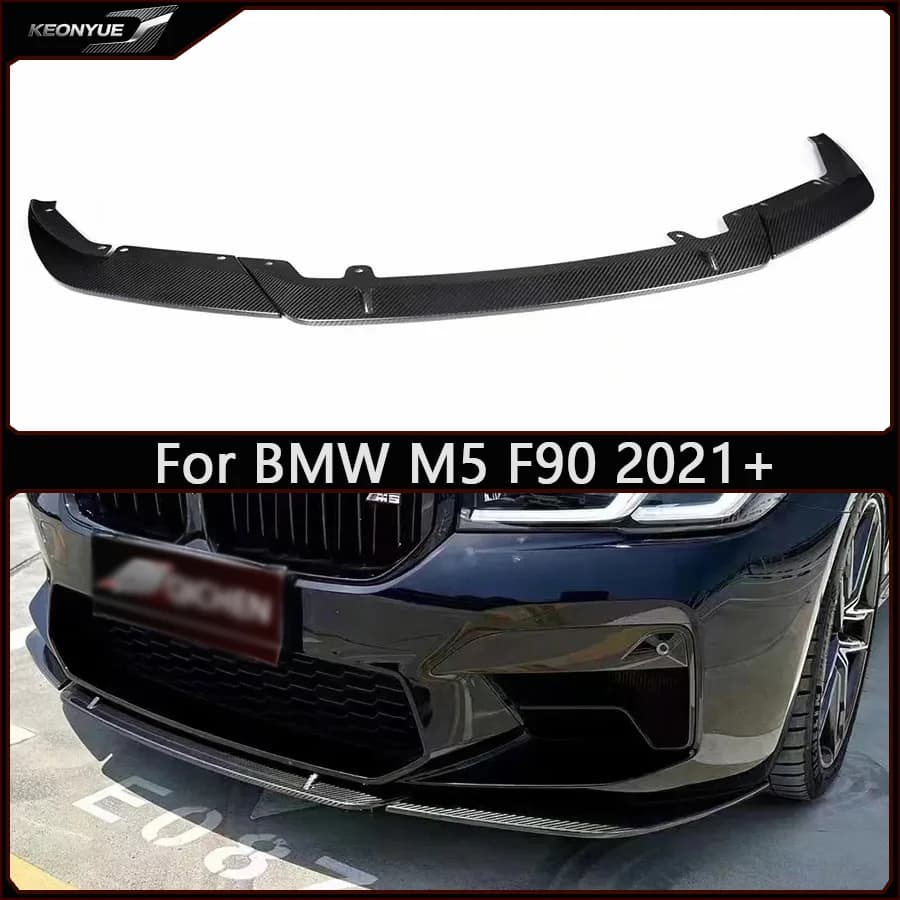 For BMW 5 Series M5 F90 2021+ Carbon Fiber Front lip Car Bumper Diverter Spoiler Diffuser chin ST Style Car Accessories Body Kit